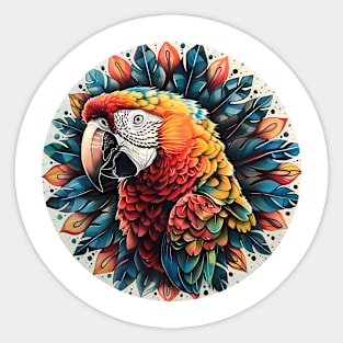 Mandala - Red Macaw Sticker